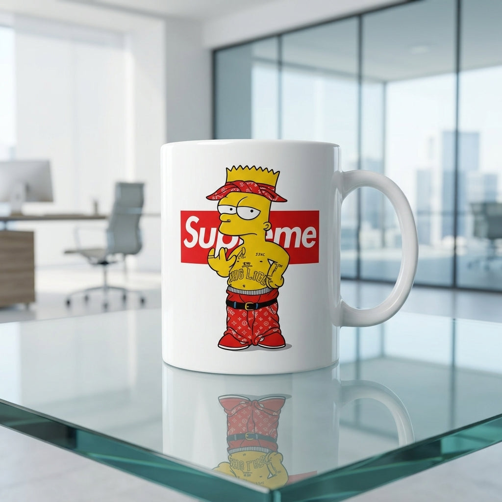 Streetwear Bart Simpson Red Box Logo Vinyl Decal – Waterproof Graphics for Mugs & Cups