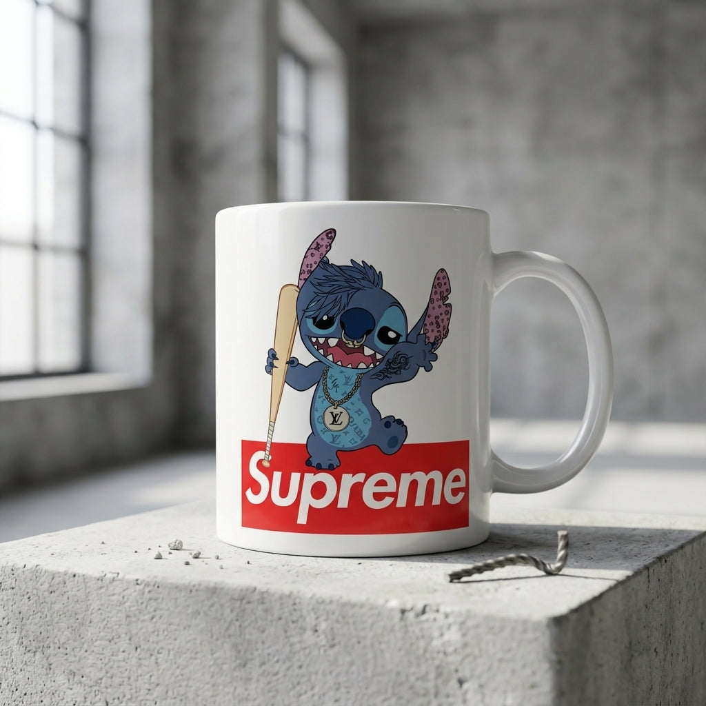 Edgy Stitch Streetwear Red Box Logo Vinyl Decal – Waterproof Artwork for Mugs