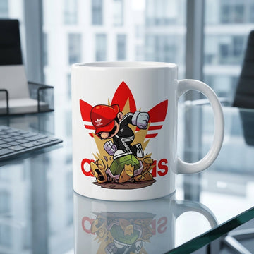 Retro Gaming Hero Streetwear Graphic Ceramic Coffee Mug – Urban Gamer Character Art Tea Cup & Unique Birthday Gift