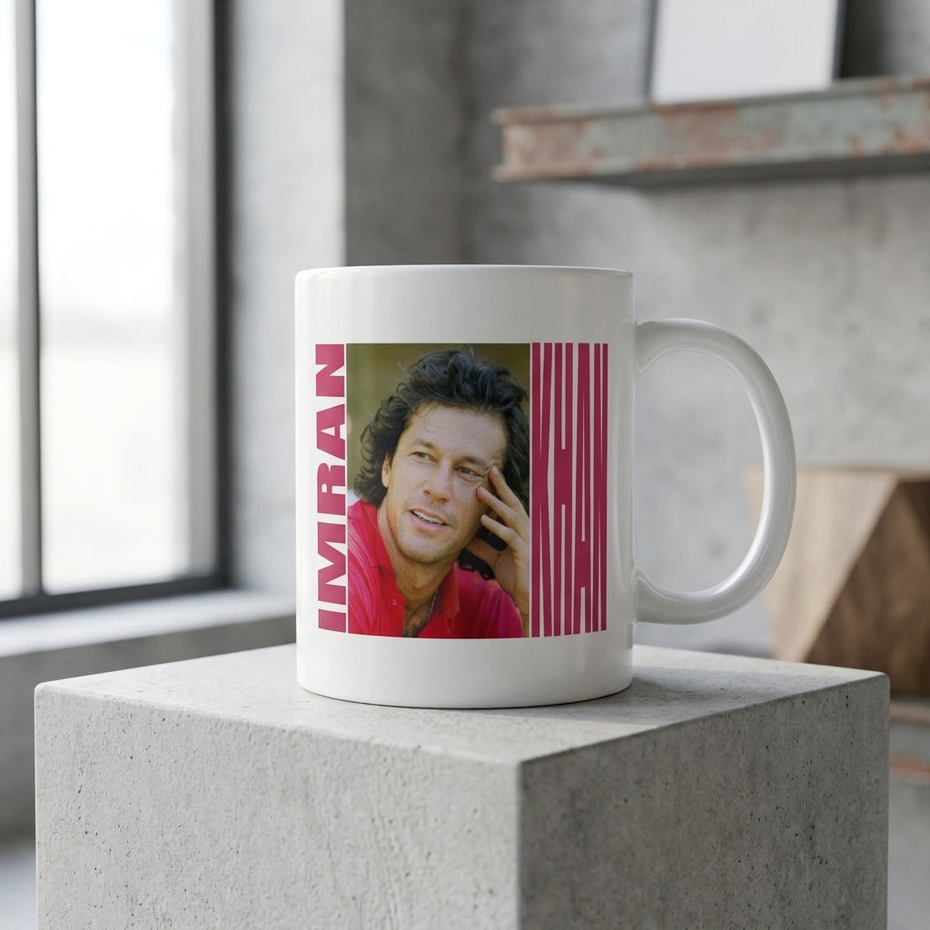 Vintage Imran Khan Typography Graphic Ceramic Cup – High-Quality Printed Tea & Coffee Drinkware