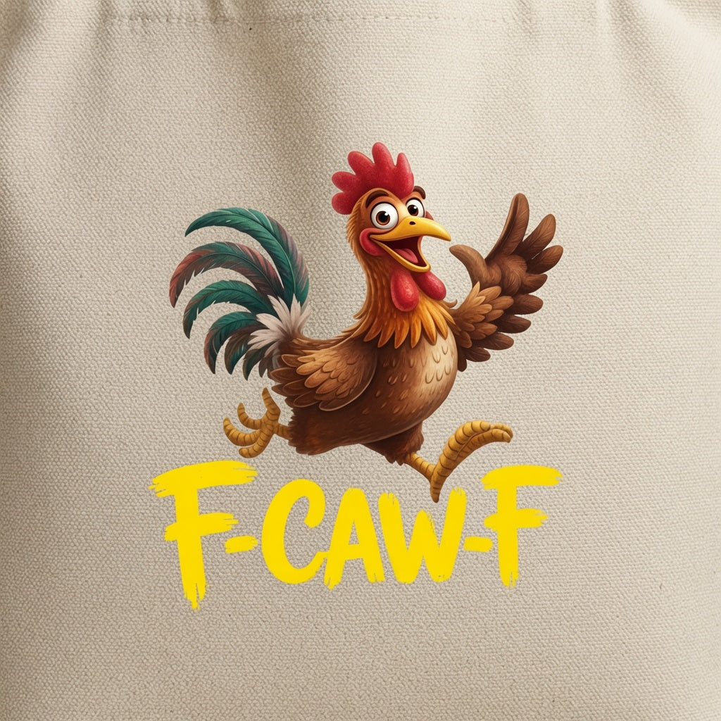 Running Rooster "F-CAW-F" Funny Canvas Tote Bag