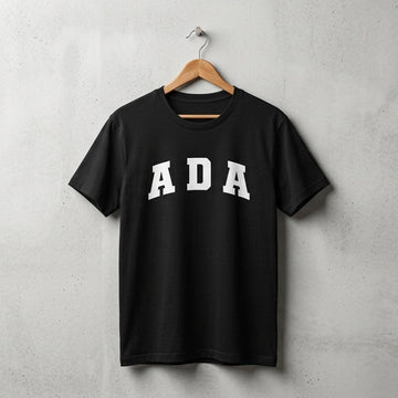 ADA College Varsity Typography Graphic T-Shirt - Premium Cotton Crew Neck Streetwear Tee in Black, Blue