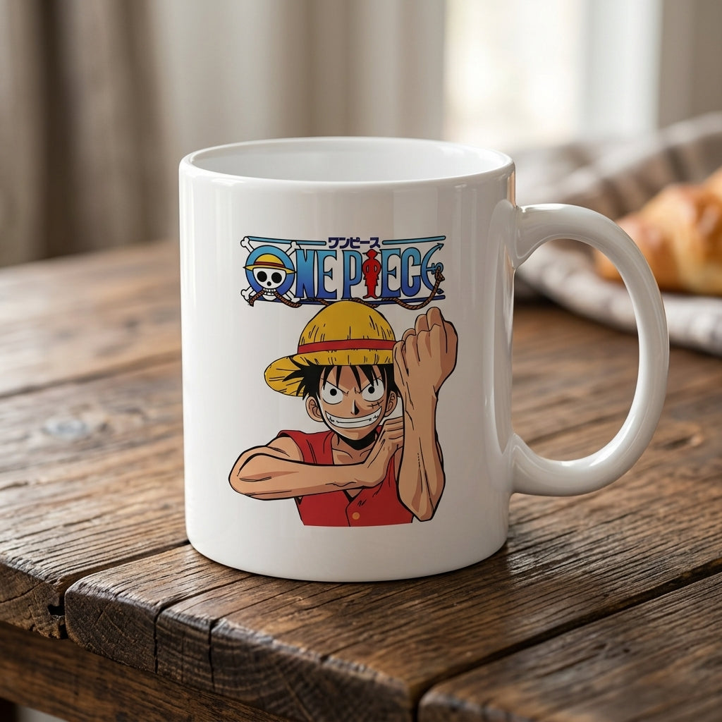 One Piece Monkey D. Luffy Ceramic Coffee Mug 11oz - Premium Anime Graphic Print Tea Cup, Straw Hat Pirate Drinkware for Anime Fans & Birthday Gift