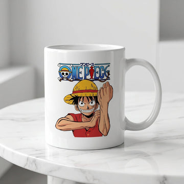 One Piece Monkey D. Luffy Ceramic Coffee Mug 11oz - Premium Anime Graphic Print Tea Cup, Straw Hat Pirate Drinkware for Anime Fans & Birthday Gift