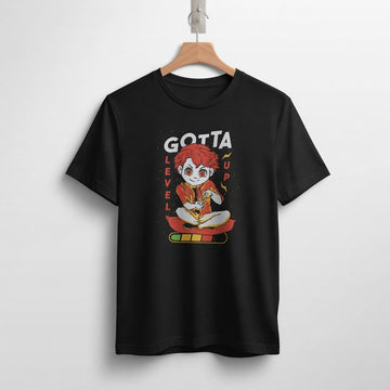 Men's "Gotta Level Up" Anime Gamer Graphic T-Shirt