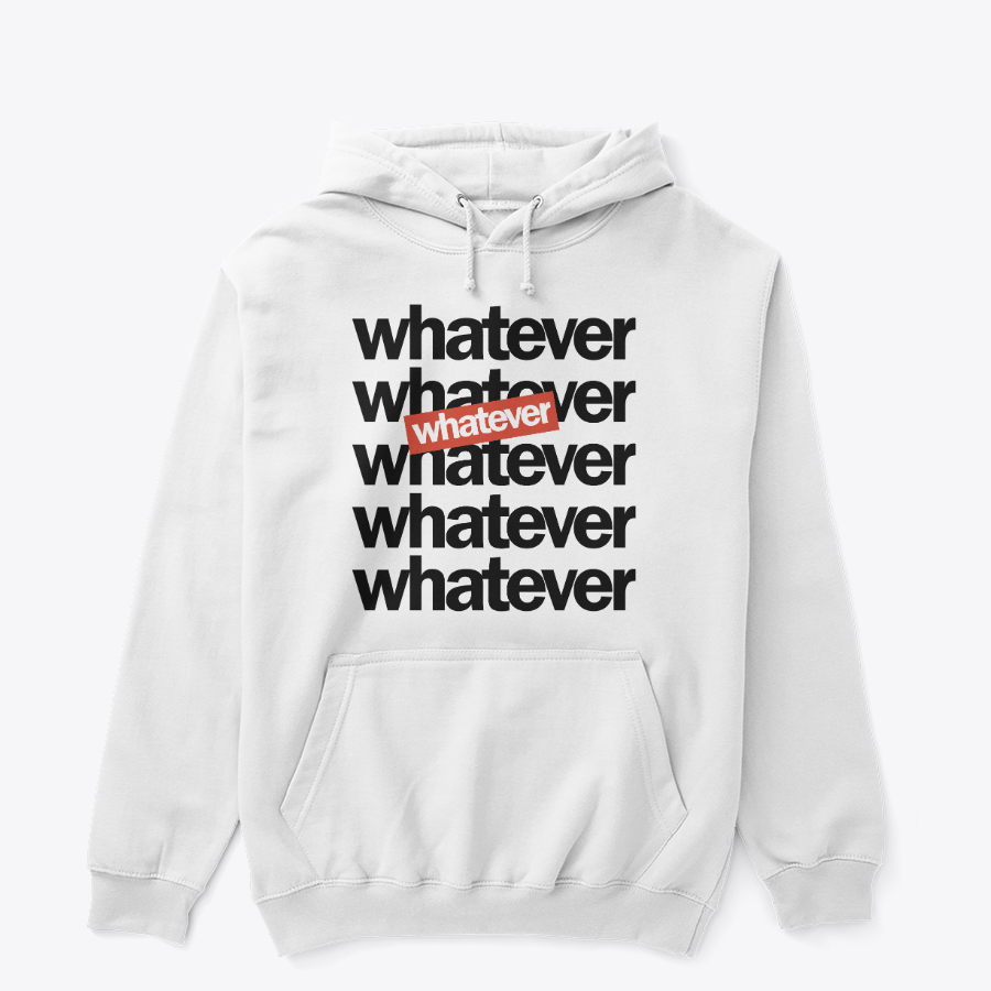 Whatever Red-Box Sticker Hoodie - Edgy Street-Art Aesthetic