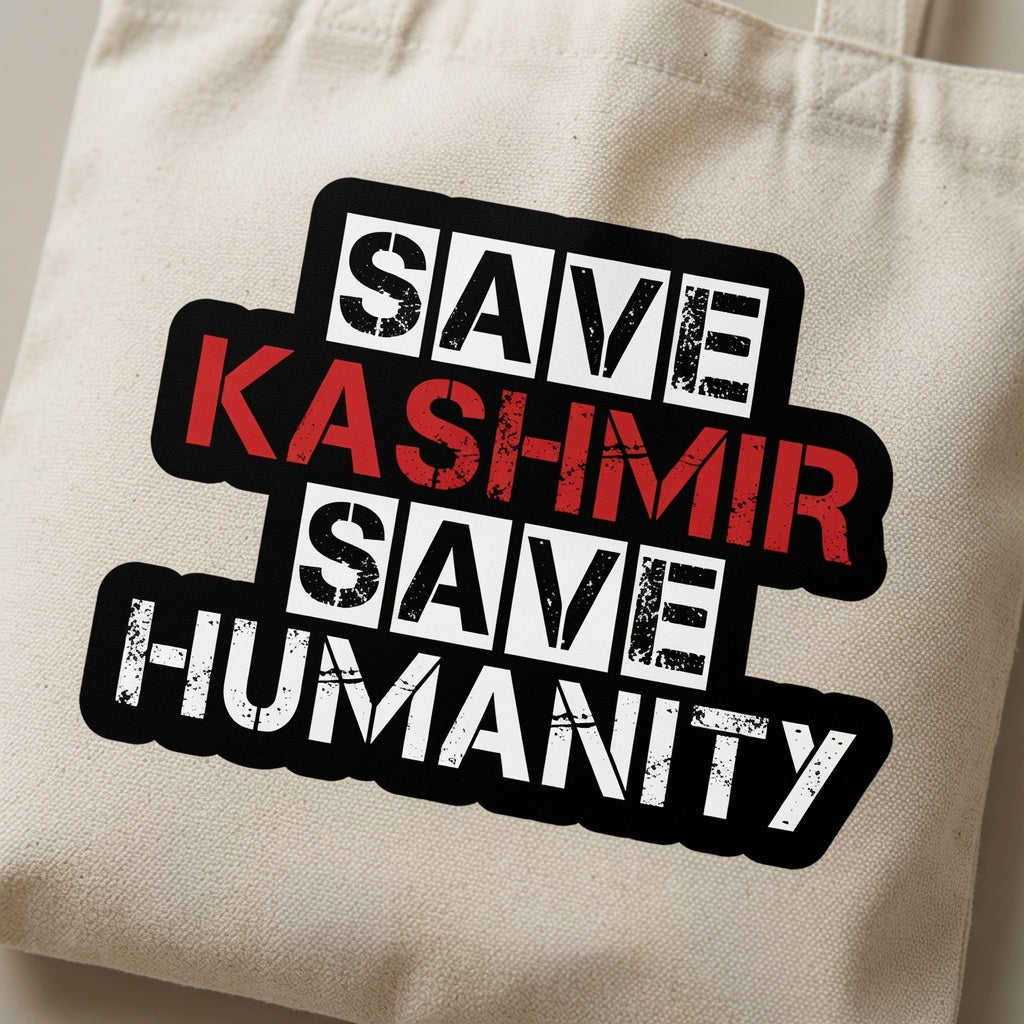 Save Kashmir Save Humanity Typography Canvas Tote Bag - Human Rights Awareness Handbag