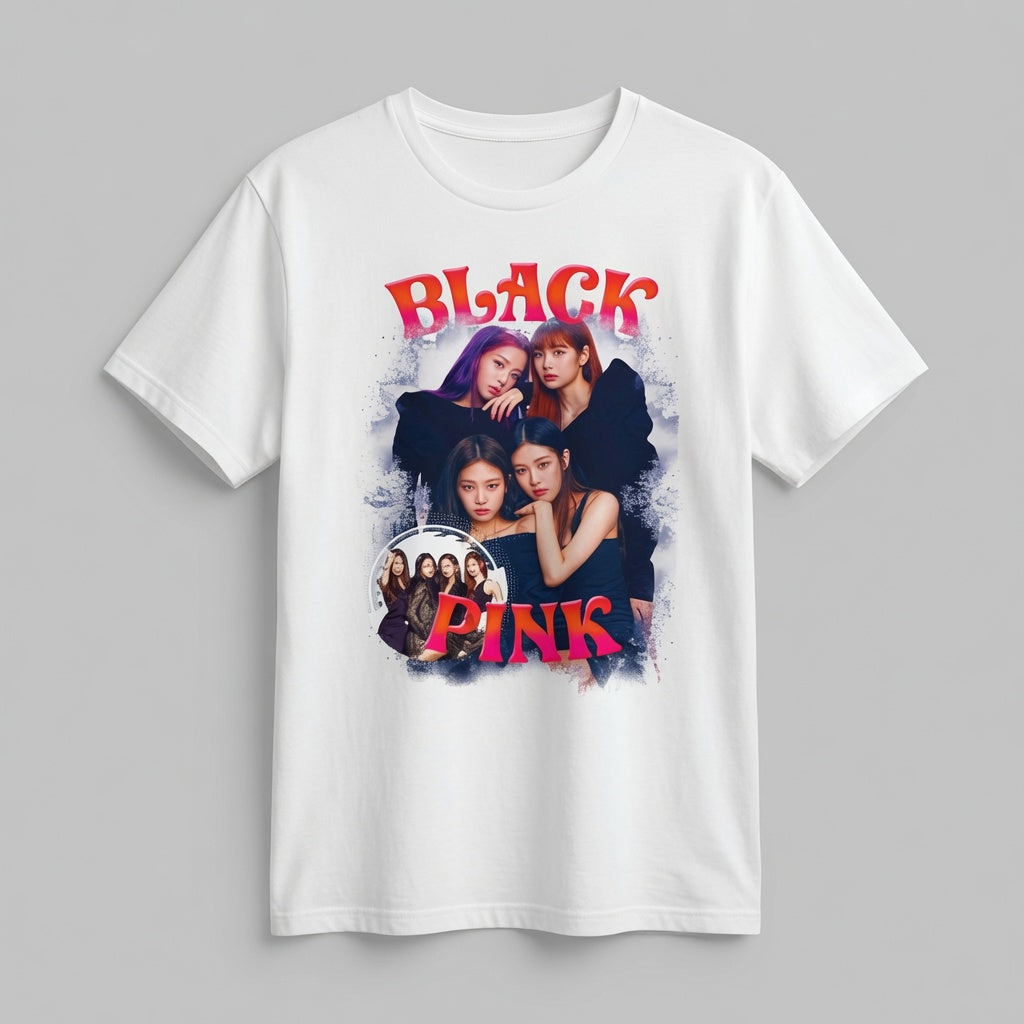 BLACKPINK Sunset Red Retro Gothic Font Graphic T-Shirt