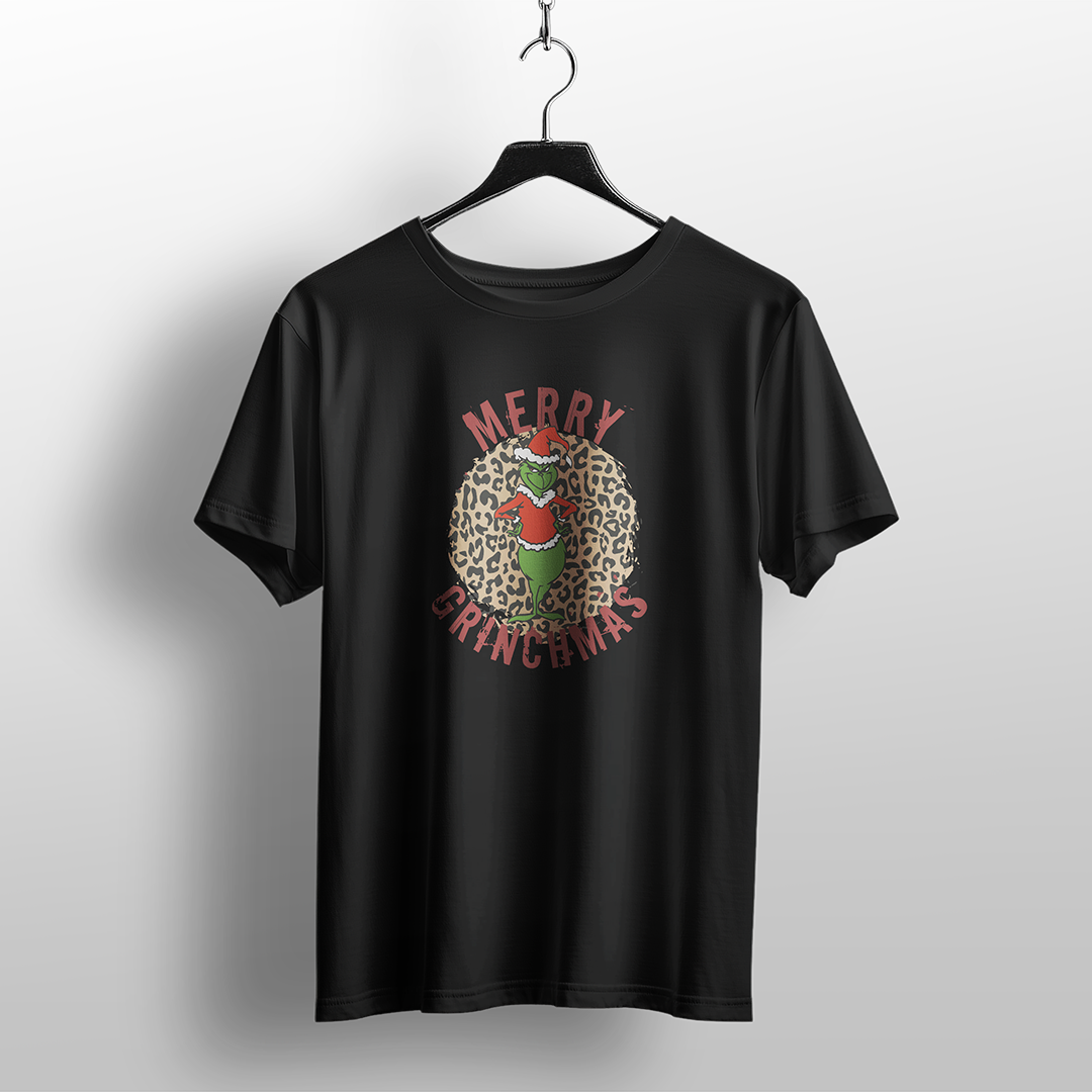 Merry Grinchmas Leopard Print T-Shirt