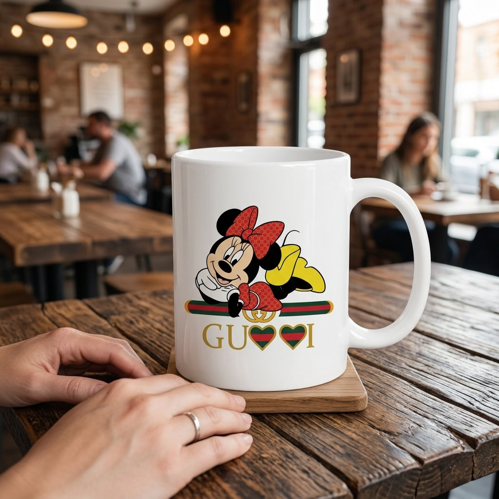 Cute Cartoon Mouse Luxury Designer Stripe Waterproof Vinyl Sticker - Stylish Fashion Parody Graphic Decal for Laptops, Mugs