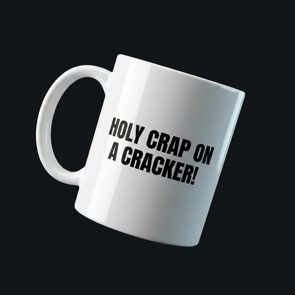 Holy Crap On A Cracker Funny Ceramic Coffee Mug - Hilarious Sarcastic Exclamation Quote Drinkware Cup (11oz)