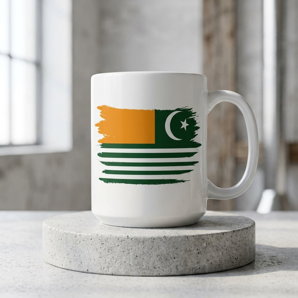 Kashmir Flag Brush Stroke Graphic Ceramic Cup – High-Quality Printed Tea & Coffee Drinkware