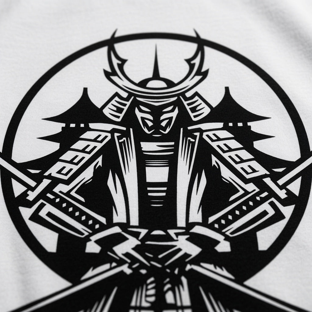 Samurai Warrior Katana T-Shirt Japanese Anime Graphic Tee White