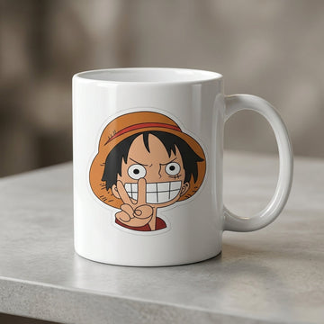 Cute Anime Straw Hat Boy Smiling Peace Sign Waterproof Vinyl Sticker - Premium Character Graphic Decal for Laptops, Water Bottles, Mugs, Cars & Skateboards