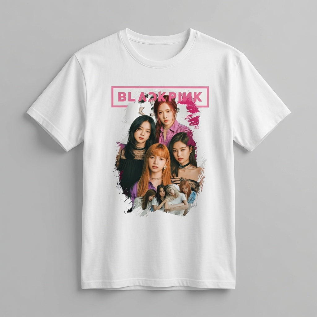 BLACKPINK Pink Brushstroke Graphic T-Shirt - Vintage Band Style
