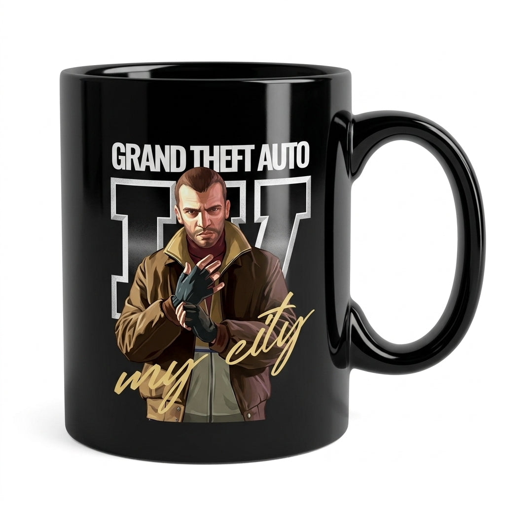 Grand Theft Auto IV Niko Bellic My City Waterproof Vinyl Sticker - Premium Gaming Graphic Decal for Laptops, Mugs, Water Bottles, Cars & Skateboards