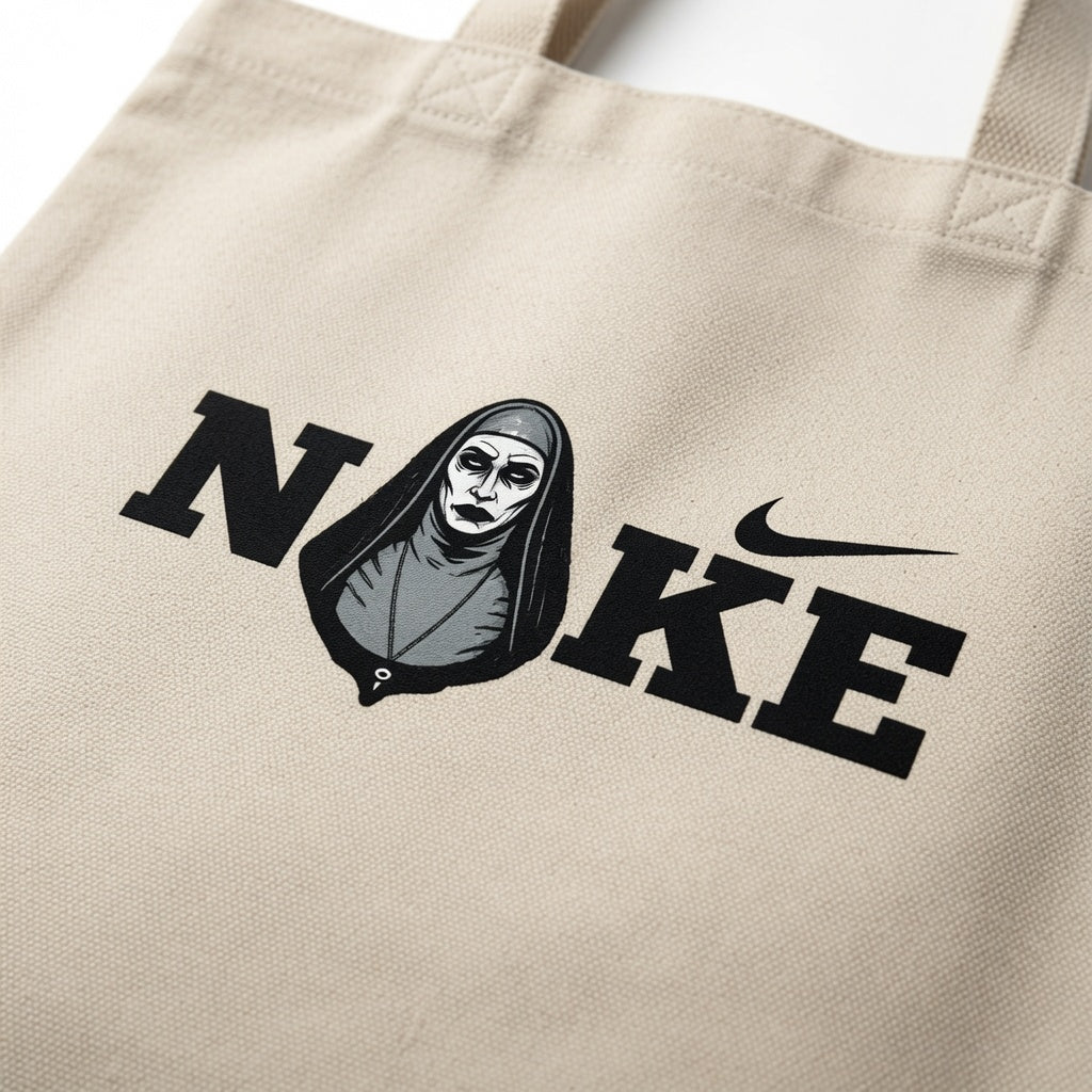 Horror Movie Valak Graphic Canvas Tote Bag | Spooky Aesthetic Gothic Tote
