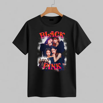 BLACKPINK Sunset Red Retro Gothic Font Graphic T-Shirt