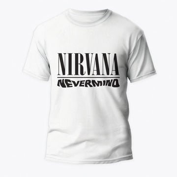 Nirvana "Nevermind" Minimalist Typography Graphic Tee