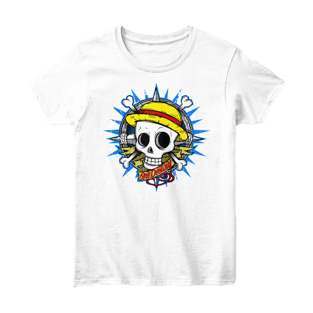 Straw Hat Pirate Skull "One Destiny" Graphic T-Shirt
