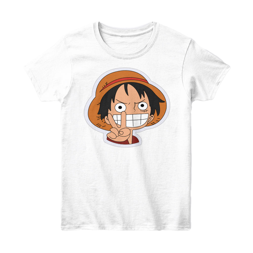 Smiling Luffy Peace Sign Bold Graphic T-Shirt