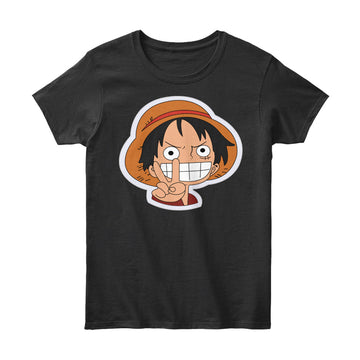 Smiling Luffy Peace Sign Bold Graphic T-Shirt