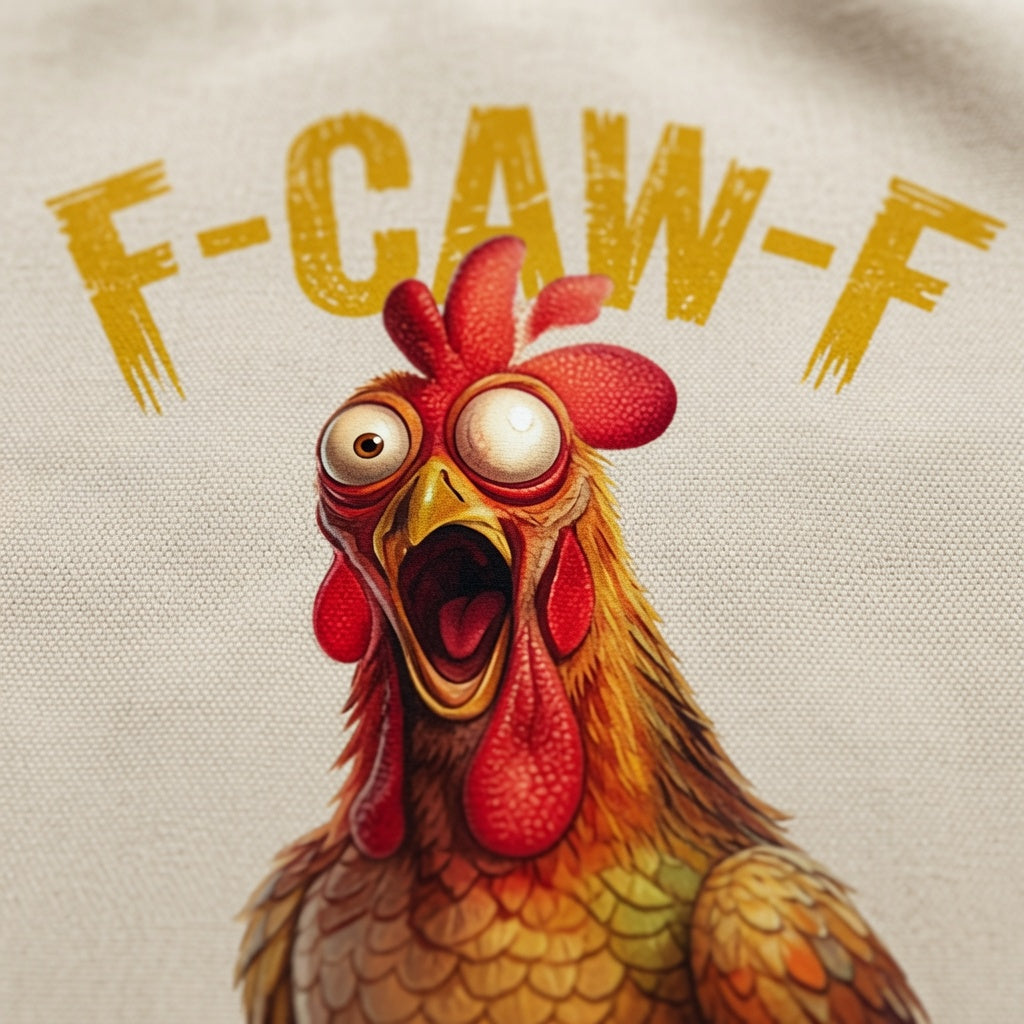 Funny Chicken "F-CAW-F" Graphic Cotton Canvas Tote Bag