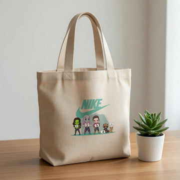 Chibi Guardians Teal Nike Swoosh Cotton Canvas Tote Bag