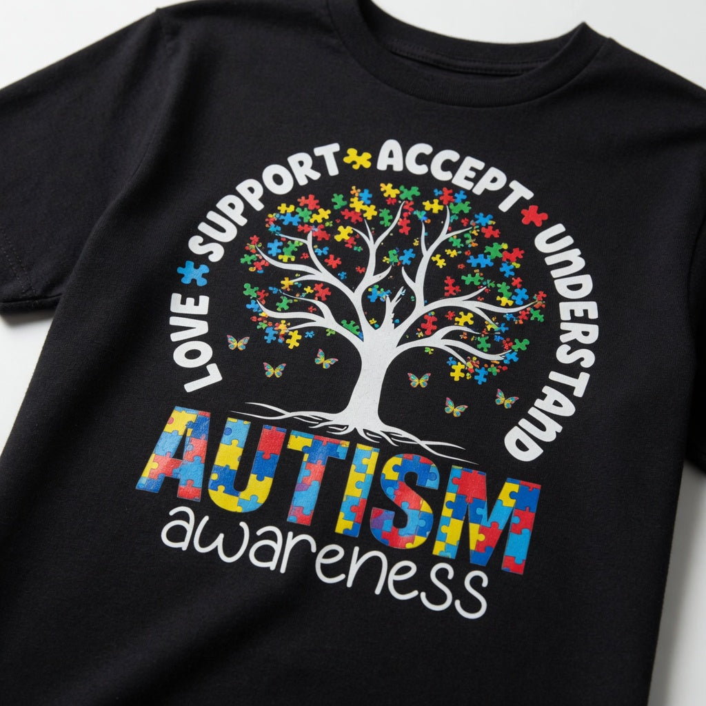 Autism Awareness Tree T-Shirt | Love Support Accept Understand Tee