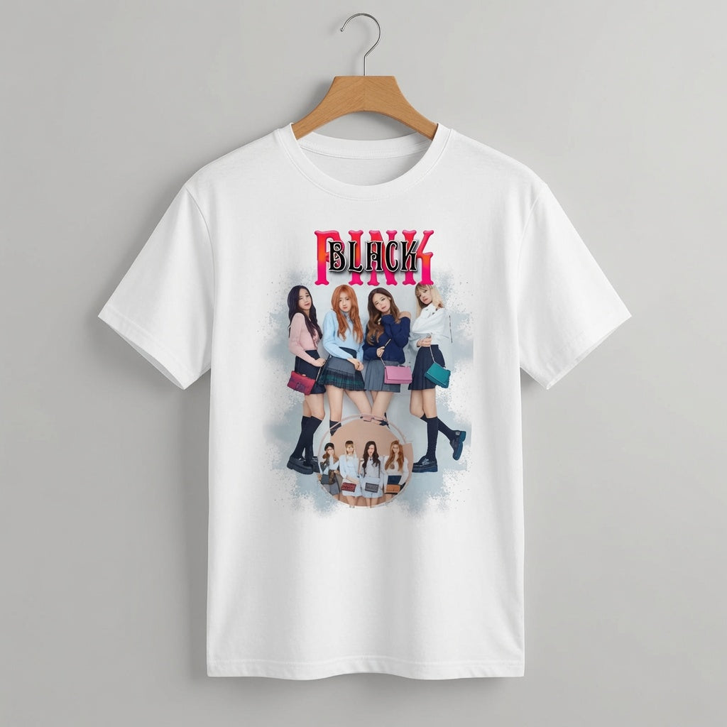 BLACKPINK Vintage White Splash Graphic T-Shirt - K-Pop Retro Tee