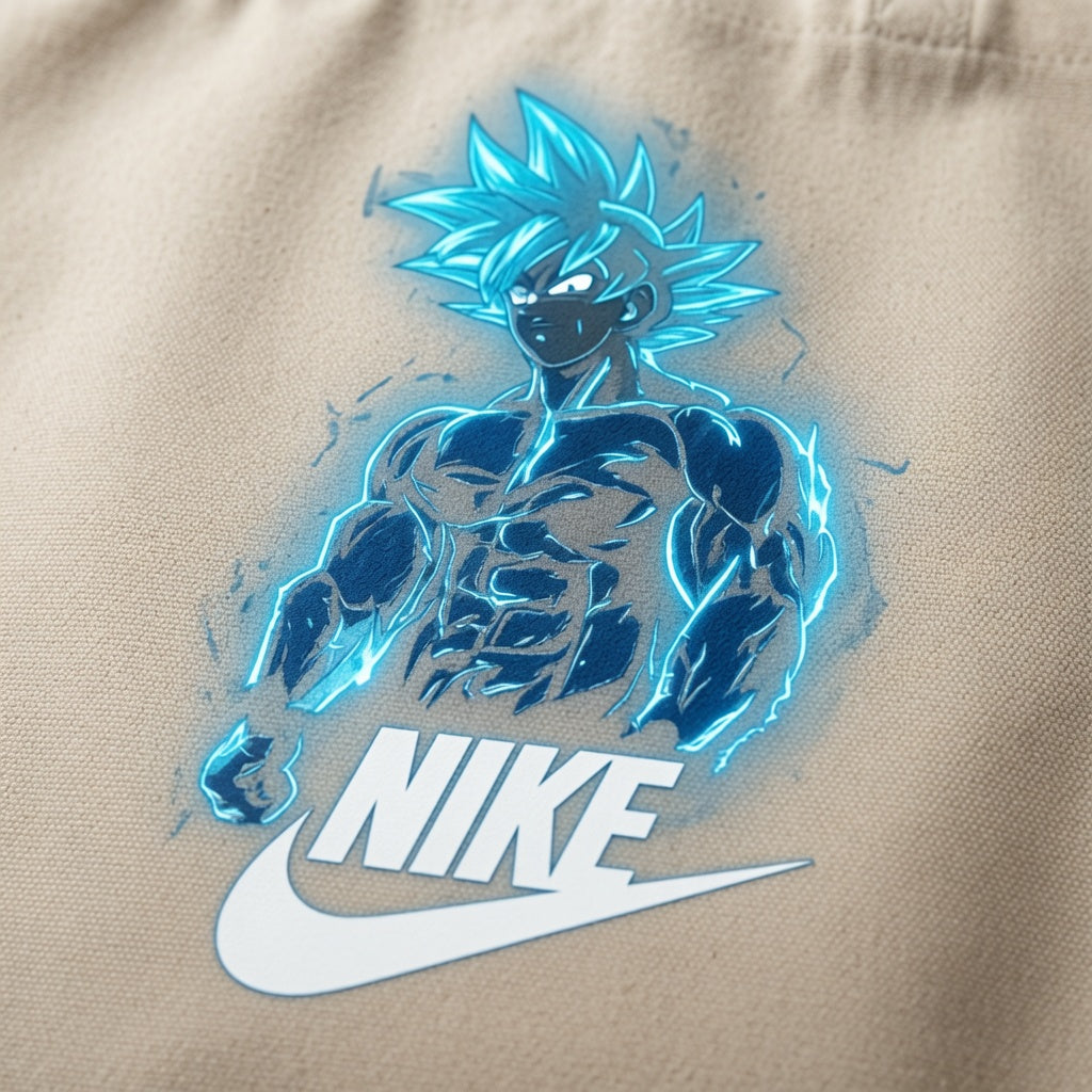 Super Saiyan Blue Anime Graphic Canvas Tote Bag | Glowing Warrior Cotton Carryall