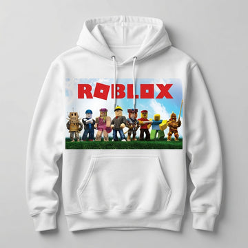 Roblox Gaming Hoodie Black White Pullover Graphic Sweatshirt Kids Unisex Gear